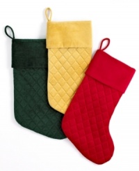 A luxurious touch. Christmas stockings combining a classic quilted pattern and rolled cuff in sumptuous velvet offer festive elegance season after season. A luxurious touch. Christmas stockings combining a classic quilted pattern and rolled cuff in sumptuous velvet offer festive elegance season after season.