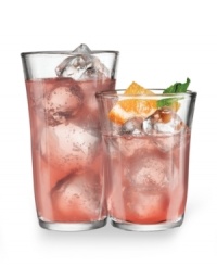 Essential basics. Soft curves in clear glass give this Scoop glassware set a timeless look and feel that's flawless in any casual setting. From The Cellar's collection of drinking glasses. Essential basics. Soft curves in clear glass give this Scoop glassware set a timeless look and feel that's flawless in any casual setting. From The Cellar's collection of drinking glasses.