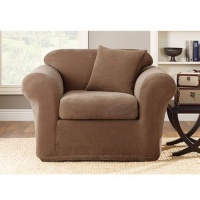 Sure Fit Stretch Metro 2-Piece Chair Slipcover, Brown Sure Fit Stretch Metro 2-Piece Chair Slipcover, Brown
