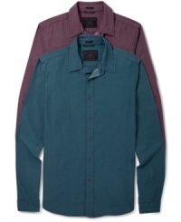 This season is all about the chambray shirt, and this handsome dotted button down by Guess will have you on top the trend. This season is all about the chambray shirt, and this handsome dotted button down by Guess will have you on top the trend.