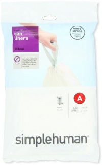 simplehuman Custom Fit Trash Can Liner A, 4.5 Liters / 1.2 Gallons, 30-Count (Pack of 4) simplehuman Custom Fit Trash Can Liner A, 4.5 Liters / 1.2 Gallons, 30-Count (Pack of 4)