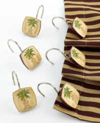 Bring a tropical touch to your bathroom with Avanti Banana Palm accessories. Shower curtain hooks are a bath essential. Crafted from glossy metal. Bring a tropical touch to your bathroom with Avanti Banana Palm accessories. Shower curtain hooks are a bath essential. Crafted from glossy metal.
