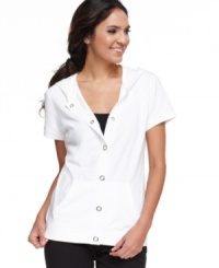 This petite snap-front hoodie from Style&co. is made from a stretchy cotton blend for breathable comfort. At a price that's just right, you'll want more than one! (Clearance) This petite snap-front hoodie from Style&co. is made from a stretchy cotton blend for breathable comfort. At a price that's just right, you'll want more than one! (Clearance)