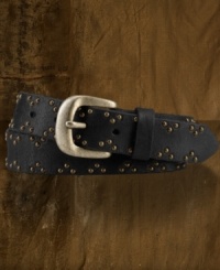 An antiqued metal buckle accents Denim & Supply Ralph Lauren's supple leather belt with decorative studs for a vintage look that's pretty but far from pristine. An antiqued metal buckle accents Denim & Supply Ralph Lauren's supple leather belt with decorative studs for a vintage look that's pretty but far from pristine.