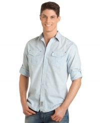 Roll up your sleeves and give it your all. Do anything with confidence in this stylish slub shirt from Calvin Klein Jeans. Roll up your sleeves and give it your all. Do anything with confidence in this stylish slub shirt from Calvin Klein Jeans.