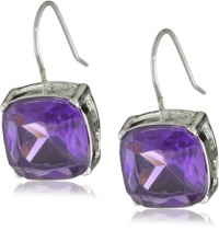 Nine West BLING IT ON Silver-Tone Purple Stone Cushion Drop Earrings Nine West BLING IT ON Silver-Tone Purple Stone Cushion Drop Earrings