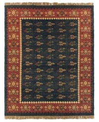 Distinctive floral images set the tone for this attractive rug, woven by hand from wool and cotton yarns. Designed to withstand the busiest areas in your home, this durable flat-weave represents the ultimate in quality and workmanship. Distinctive floral images set the tone for this attractive rug, woven by hand from wool and cotton yarns. Designed to withstand the busiest areas in your home, this durable flat-weave represents the ultimate in quality and workmanship.