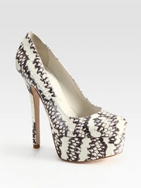 Supported by a towering heel and platform, this leather go-to has a padded insole and trend-smart snake print. Self-covered heel, 5½ (140mm)Covered platform, 1½ (40mm)Compares to a 4 heel (100mm)Snake-print leather upperLeather lining and solePadded insoleImported Supported by a towering heel and platform, this leather go-to has a padded insole and trend-smart snake print. Self-covered heel, 5½ (140mm)Covered platform, 1½ (40mm)Compares to a 4 heel (100mm)Snake-print leather upperLeather lining and solePadded insoleImported