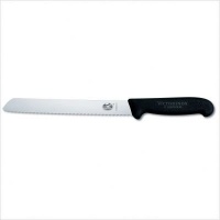 Victorinox Cutlery 8-Inch Wavy Edge Bread Knife, Black Fibrox Handle