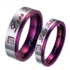 Brand New Titanium Stainless Steel Promise Ring Love Couple Wedding Bands Engagement Purple Gift