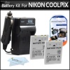 2 Pack Battery And Charger Kit For Nikon P100 P500 P510 P520 Digital Camera Includes 2 Extended (1100 Mah) Replacement Nikon EN-EL5 Batteries + AC/DC Rapid Charger + LCD Screen Protectors + ButterflyPhoto MicroFiber Cleaning Cloth