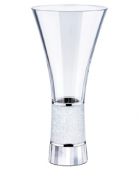 In fine Swarovski crystal, the Crystalline vase radiates pure and brilliant luxury with a fully faceted base and wide band of shimmering chatons. A vision of elegance with our without flowers, this mesmerizing vessel provides a lifetime of sparkle. In fine Swarovski crystal, the Crystalline vase radiates pure and brilliant luxury with a fully faceted base and wide band of shimmering chatons. A vision of elegance with our without flowers, this mesmerizing vessel provides a lifetime of sparkle.