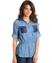 Chambray Denim Collar Button Down Shirt Chambray Denim Collar Button Down Shirt