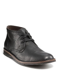 With tonal laces a low, lean profile, this burnished leather chukka keeps your look cool and quietly sophisticated. With tonal laces a low, lean profile, this burnished leather chukka keeps your look cool and quietly sophisticated.
