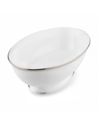 Combining elements both modern and vintage, the understated Pearl Platinum collection is designed to mimic a strand of lustrous pearls. With imitation pearl accents and platinum rims on fine bone china. Combining elements both modern and vintage, the understated Pearl Platinum collection is designed to mimic a strand of lustrous pearls. With imitation pearl accents and platinum rims on fine bone china.