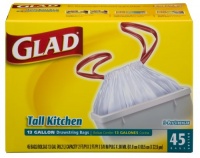 Glad Tall Kitchen Trash Bags, Drawstring White, 13 Gallon, 45-Count Boxes (Pack of 4) Glad Tall Kitchen Trash Bags, Drawstring White, 13 Gallon, 45-Count Boxes (Pack of 4)