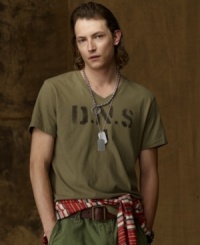 A weathered surplus-inspired tee constructed from super-soft jersey cotton is ideal for layered downtown looks. A weathered surplus-inspired tee constructed from super-soft jersey cotton is ideal for layered downtown looks.