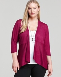A refreshing dash of color for your everyday wardrobe, this Eileen Fisher Plus cardigan pairs a delicious hue with delicate ruffles for the perfect feminine touch. A refreshing dash of color for your everyday wardrobe, this Eileen Fisher Plus cardigan pairs a delicious hue with delicate ruffles for the perfect feminine touch.