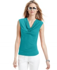 A solid-colored cowlneck top is a stylish basic that can be worn so many ways! Add this petite version by MICHAEL Michael Kors to your rotation for chic ensembles that are a cinch. A solid-colored cowlneck top is a stylish basic that can be worn so many ways! Add this petite version by MICHAEL Michael Kors to your rotation for chic ensembles that are a cinch.