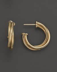 Classic half hoop earrings in 18K yellow gold. From Roberto Coin. Classic half hoop earrings in 18K yellow gold. From Roberto Coin.