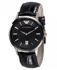 Emporio Armani Men's AR2411 Black Dial Black Leather Watch Emporio Armani Men's AR2411 Black Dial Black Leather Watch
