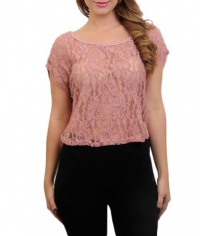 G2 Chic Women's Rose Lace Scoop Neck Top with Solid Back Panel(TOP-CAS,PNK-L) G2 Chic Women's Rose Lace Scoop Neck Top with Solid Back Panel(TOP-CAS,PNK-L)
