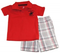 Beverly Hills Polo Toddler Boys 2-4T Red Short Sleeve Polo Shirt and Shorts Beverly Hills Polo Toddler Boys 2-4T Red Short Sleeve Polo Shirt and Shorts