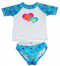 Sweet & Soft Infant Baby Girls 12-24M Blue Twin Hearts Set Rashguard Set Sweet & Soft Infant Baby Girls 12-24M Blue Twin Hearts Set Rashguard Set