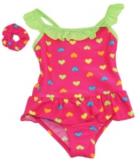 Sweet & Soft Infant Girls 12-24M Pink Ruffle Heart Skirted One-Piece & Hair Tie Sweet & Soft Infant Girls 12-24M Pink Ruffle Heart Skirted One-Piece & Hair Tie