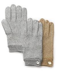 Pick a shine-silver or gold-for these short and chic MICHAEL Michael Kors' wool gloves. Pick a shine-silver or gold-for these short and chic MICHAEL Michael Kors' wool gloves.