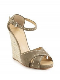 THE LOOKCross-over front strapsAdjustable ankle strapContrast stitchingTHE FITEspadrille wedge, 4½ (115mm)THE MATERIALLeather upperLeather sole and liningORIGINMade in Italy THE LOOKCross-over front strapsAdjustable ankle strapContrast stitchingTHE FITEspadrille wedge, 4½ (115mm)THE MATERIALLeather upperLeather sole and liningORIGINMade in Italy