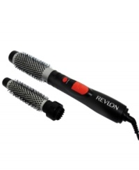 Make shiny, frizz-free hair part of your morning routine with Revlon's versatile hot air styler and dryer. The two brush attachments, perfect for styles big and small, use ceramic elements and rotating-barrel technology for that sleek, tangle-free look. One-year warranty. Model RV444C. Make shiny, frizz-free hair part of your morning routine with Revlon's versatile hot air styler and dryer. The two brush attachments, perfect for styles big and small, use ceramic elements and rotating-barrel technology for that sleek, tangle-free look. One-year warranty. Model RV444C.