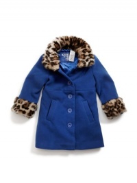 GUESS Kids Girls Little Girl Faux-Wool Jacket with Faux-F, BLUE (2T) GUESS Kids Girls Little Girl Faux-Wool Jacket with Faux-F, BLUE (2T)