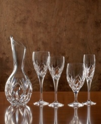 From the contemporary Marquis line by Waterford, Caprice wine glasses add a welcome touch of elegance to every dining experience. The classic-cut crystal pattern and sleek stem and base will match beautifully with any fine place setting. Wine glass shown in center.