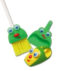 Show them that cleaning can be fun with this combo of talking characters from Kidz Delight. Pretending with a broom, dustpan and vacuum has never been so fun! Show them that cleaning can be fun with this combo of talking characters from Kidz Delight. Pretending with a broom, dustpan and vacuum has never been so fun!