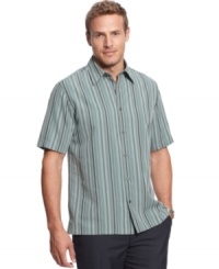 Get the day started off right in sleek stripes on this shirt from Via Europa. Get the day started off right in sleek stripes on this shirt from Via Europa.