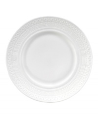 Full of history, the Intaglio accent salad plates from Wedgwood feature modern bone china embossed with geometric motifs from the Georgian era. Full of history, the Intaglio accent salad plates from Wedgwood feature modern bone china embossed with geometric motifs from the Georgian era.