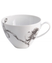 Compose a striking arrangement with the Black Orchid breakfast cup by Michael Aram. Fine white Limoges porcelain flourishes under a dark watercolor motif inspired by foliage from around the world. Compose a striking arrangement with the Black Orchid breakfast cup by Michael Aram. Fine white Limoges porcelain flourishes under a dark watercolor motif inspired by foliage from around the world.