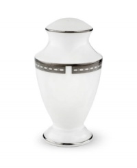 Metropolitan sensibility and modern design combine in Lenox's understated white bone china collection of dinnerware and dishes. Platinum gild along the edge is enhanced by a clean, platinum geometric pattern reminiscent of architectural details Metropolitan sensibility and modern design combine in Lenox's understated white bone china collection of dinnerware and dishes. Platinum gild along the edge is enhanced by a clean, platinum geometric pattern reminiscent of architectural details