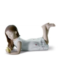 A little girl plays mother hen to a fuzzy yellow chick in a Lladro figurine that's undeniably sweet. A special gift for young ladies and cute addition to any porcelain collection. A little girl plays mother hen to a fuzzy yellow chick in a Lladro figurine that's undeniably sweet. A special gift for young ladies and cute addition to any porcelain collection.
