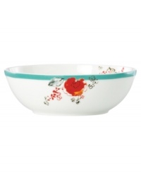 Make casual tables sing with this irresistible fruit bowl from Lenox Simply Fine dinnerware. The dishes feature a stripe of fresh green that complements the bright watercolor-inspired florals of Chirp as they flourish inside and out on white bone china. (Clearance) Make casual tables sing with this irresistible fruit bowl from Lenox Simply Fine dinnerware. The dishes feature a stripe of fresh green that complements the bright watercolor-inspired florals of Chirp as they flourish inside and out on white bone china. (Clearance)