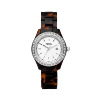 Fossil Women's ES2680 Faux Tortoise Plastic Bracelet White Glitz Analog Dial Watch Fossil Women's ES2680 Faux Tortoise Plastic Bracelet White Glitz Analog Dial Watch