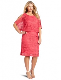 Jessica Howard Women's Plus-Size 1 Piece 3/4 Sleeve Crochet Lace Dress