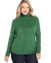 Stock up on the classic style of Debbie Morgan's plus size turtleneck sweater-- snag one in every color! Stock up on the classic style of Debbie Morgan's plus size turtleneck sweater-- snag one in every color!