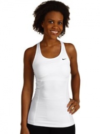 Nike Women's Victory Shape Long Bra Tank Top - White/ White/ Black L Nike Women's Victory Shape Long Bra Tank Top - White/ White/ Black L