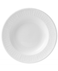 Nantucket Basket is a fine, all-white Wedgwood china dinnerware and dishes pattern with an embossed basket-weave pattern on the edges. Nantucket Basket is a fine, all-white Wedgwood china dinnerware and dishes pattern with an embossed basket-weave pattern on the edges.