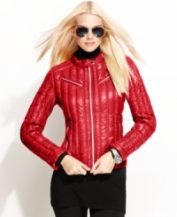 With its on-trend moto-inspired styling, you'd never suspect that BCBGeneration's coat features serious down insulation. Perfect for packing, it even comes with its own travel sack! With its on-trend moto-inspired styling, you'd never suspect that BCBGeneration's coat features serious down insulation. Perfect for packing, it even comes with its own travel sack!