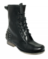 Studded details bring a brash sense of style to Betsey Johnson's Kinderr boots. Studded details bring a brash sense of style to Betsey Johnson's Kinderr boots.