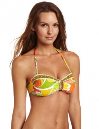 Trina Turk Women's Lavascape Buckle Front Bandeau, Tangerine, 8 Trina Turk Women's Lavascape Buckle Front Bandeau, Tangerine, 8