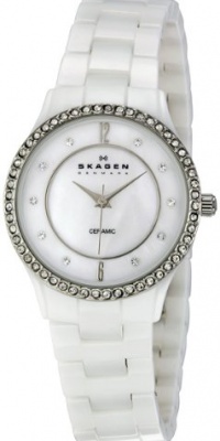 Skagen Women's SK347SSXWC Ceramic White Mother-Of-Pearl Dial Watch Skagen Women's SK347SSXWC Ceramic White Mother-Of-Pearl Dial Watch